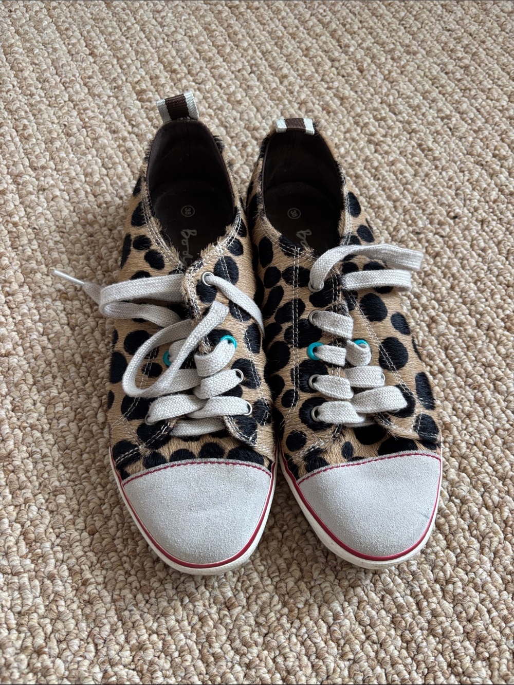 Boden Leopard-Print Lace-Up Sneakers in Tan, Black & White